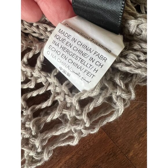 Shein Women’s Open Knit Sweater Small S Beige Oversized Mesh Long Sleeve Top - Picture 4 of 4